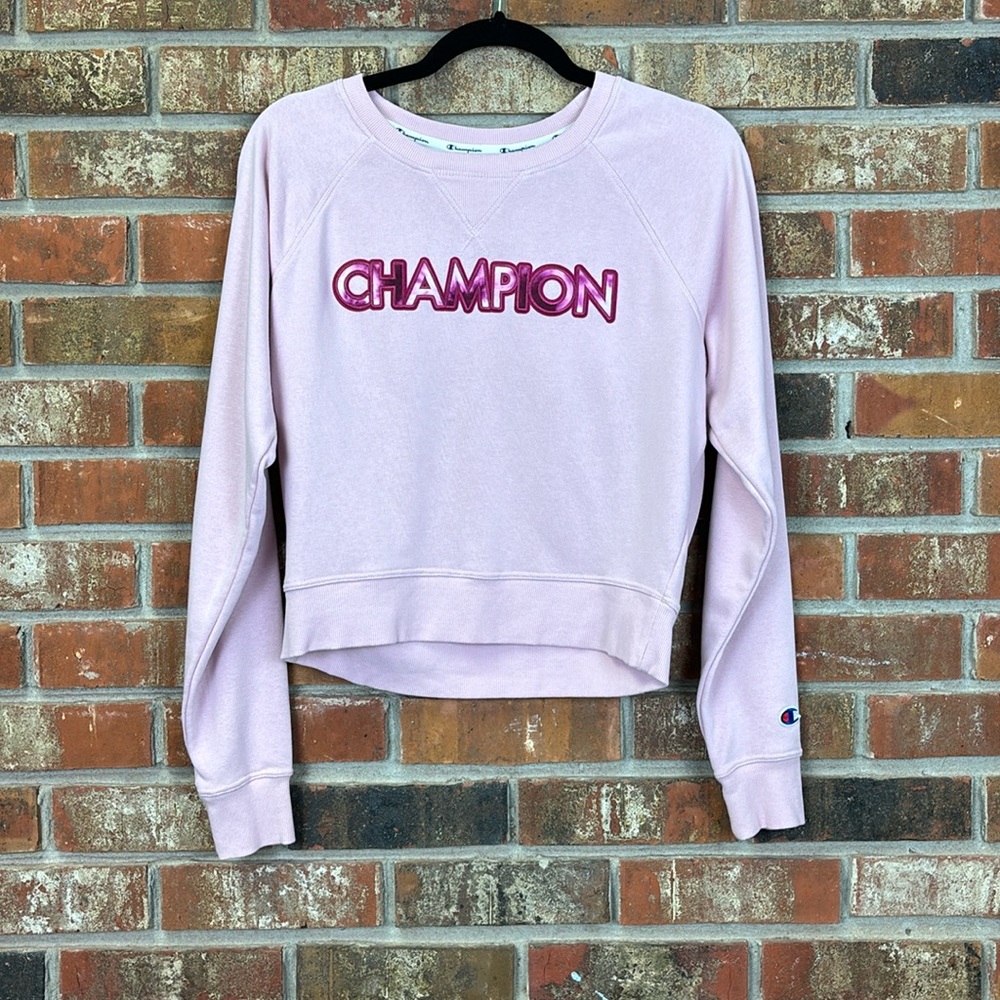 Champion Pink Cropped Sweathshirt Womens Small